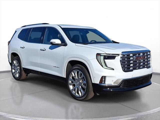 2026 GMC Acadia Denali in Glacier White Tricoat — front three-quarter view