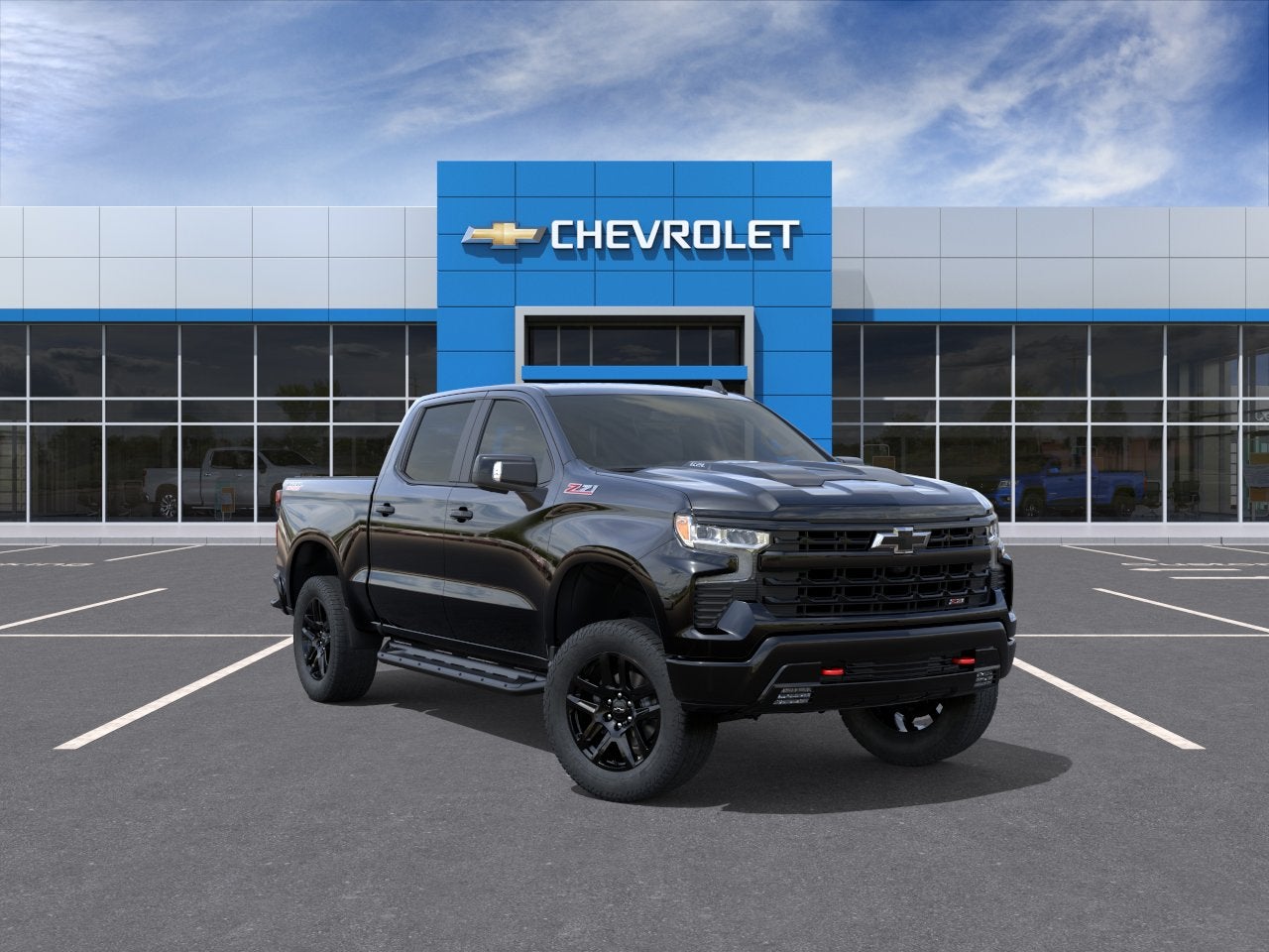 2026 Chevrolet Silverado 1500 LT Trail Boss in Black — front three-quarter view