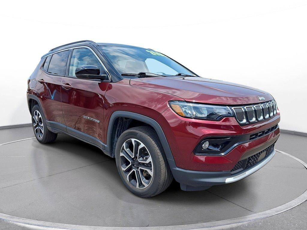 2022 Jeep Compass Limited 4x4 in Velvet Red Pearlcoat — front three-quarter view