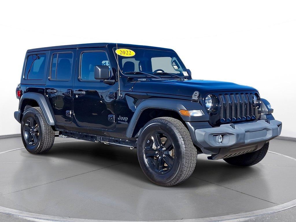2022 Jeep Wrangler Unlimited Sport Altitude 4x4 in Black Clearcoat — front three-quarter view