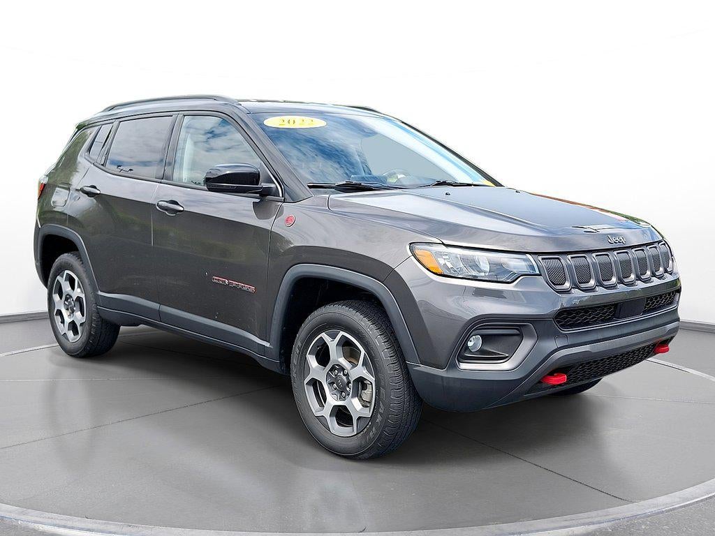 2022 Jeep Compass Trailhawk 4x4 in Billet Silver Metallic — front three-quarter view