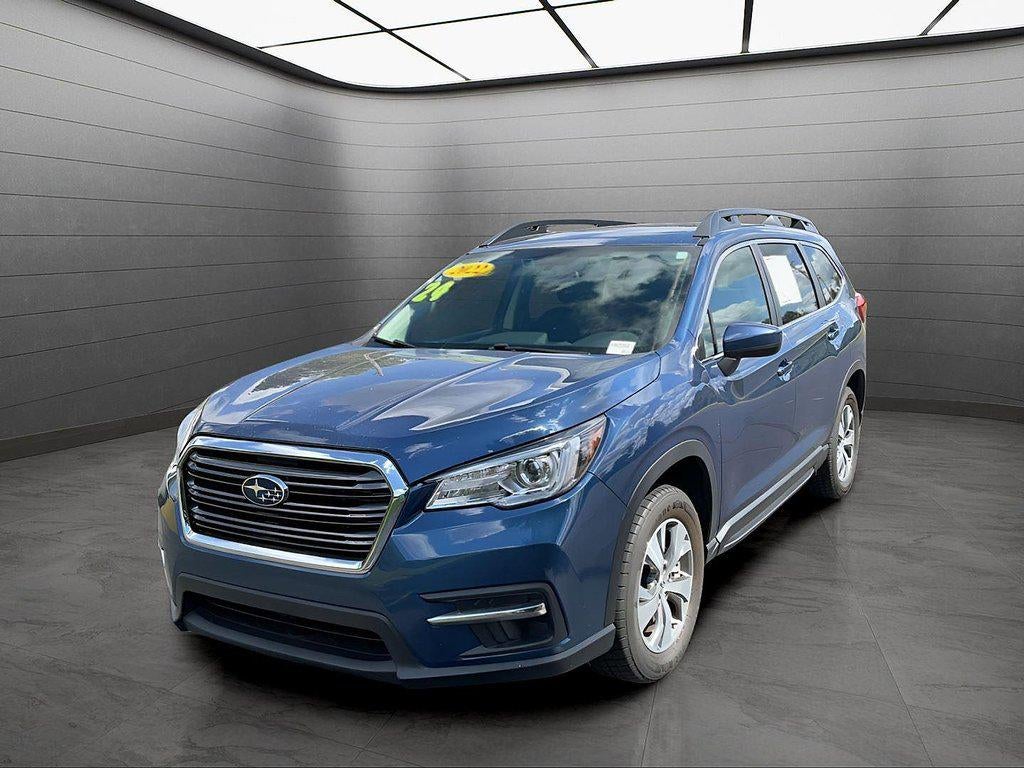 2022 Subaru Ascent Premium 8-Passenger in Abyss Blue Pearl — front three-quarter view