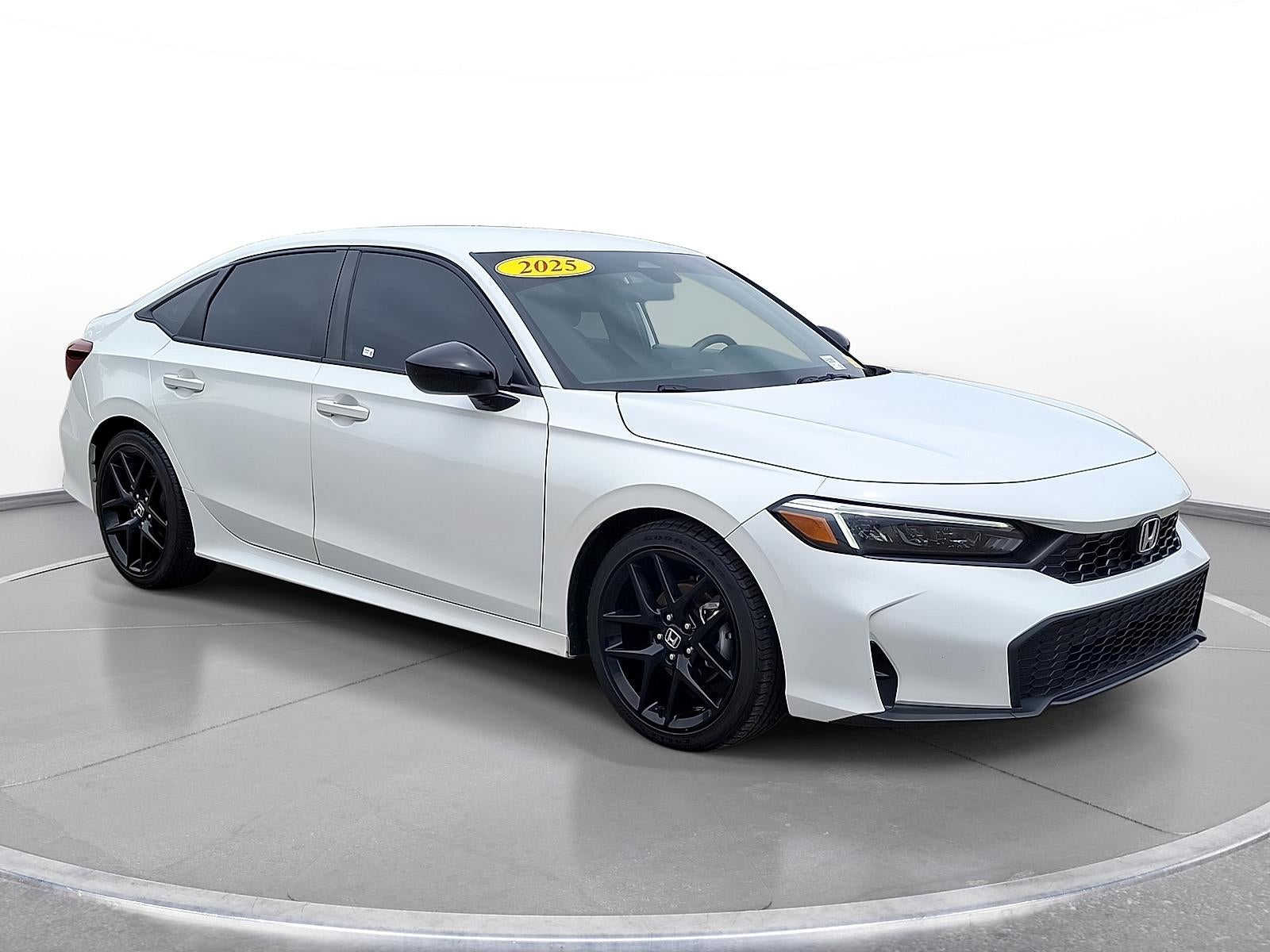 2025 Honda Civic Sport in Platinum White Pearl — front three-quarter view